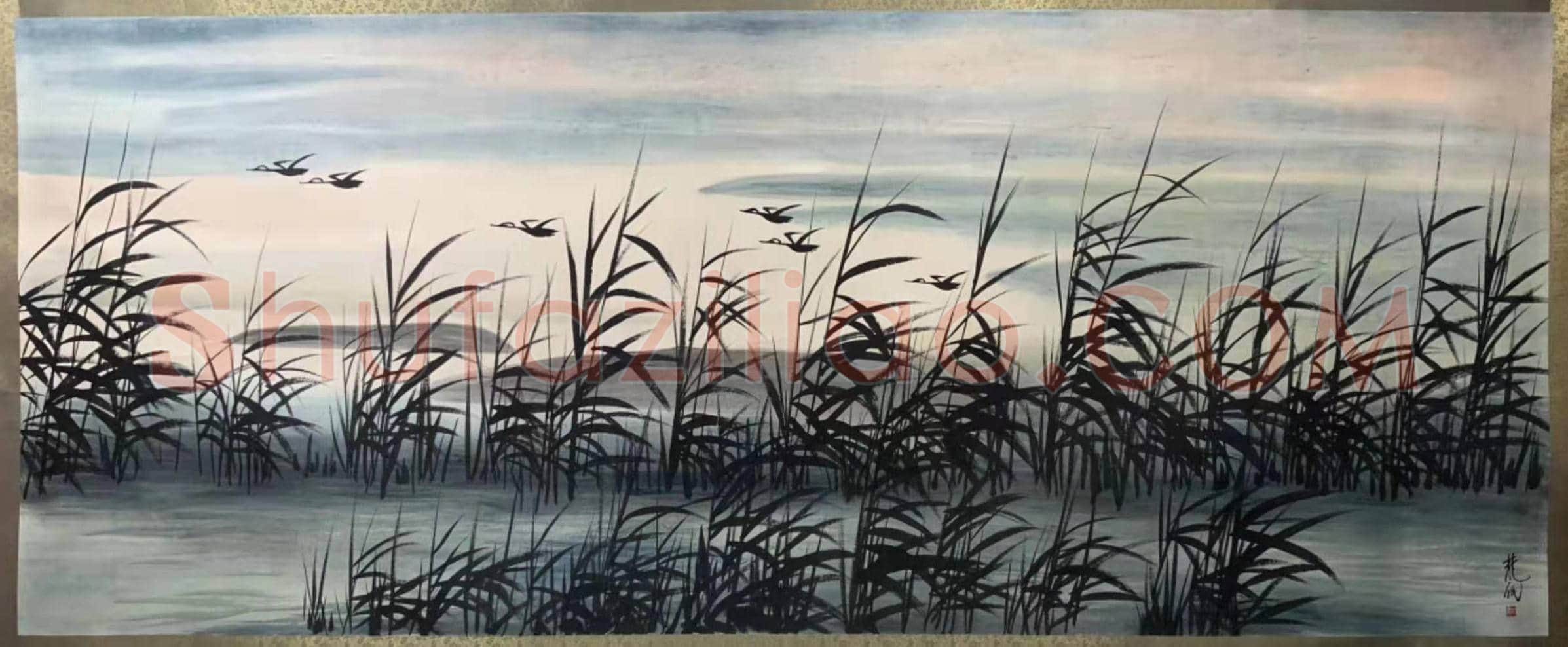 林风眠丈二钜制《芦塘秋鹜图》，镇馆之宝！ | 国画欣赏