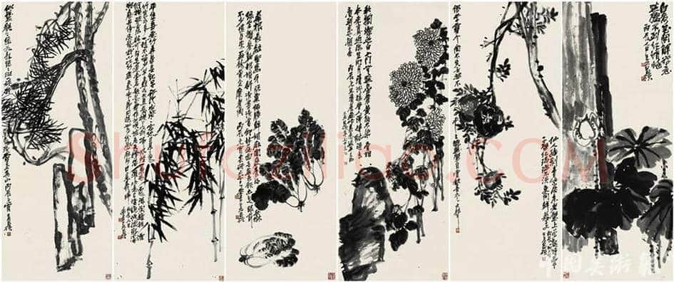 吴昌硕《花卉十二屏》创个人拍卖最高价纪录 | 书画百科