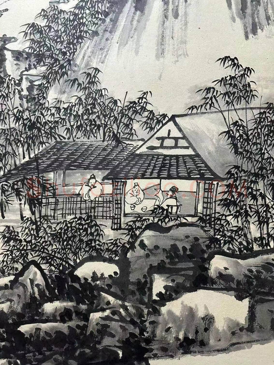 吴昌硕山水画《竹林雅聚》,逸品佳作 | 国画鉴赏