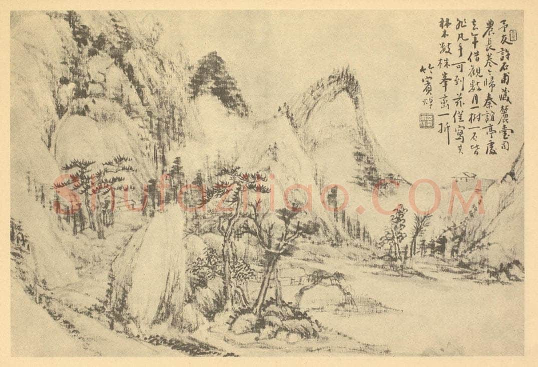 清 沈焯《山水图（八）》国画作品