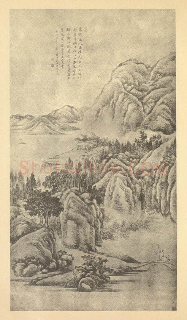 清 戴熙《山水轴(六)》国画作品