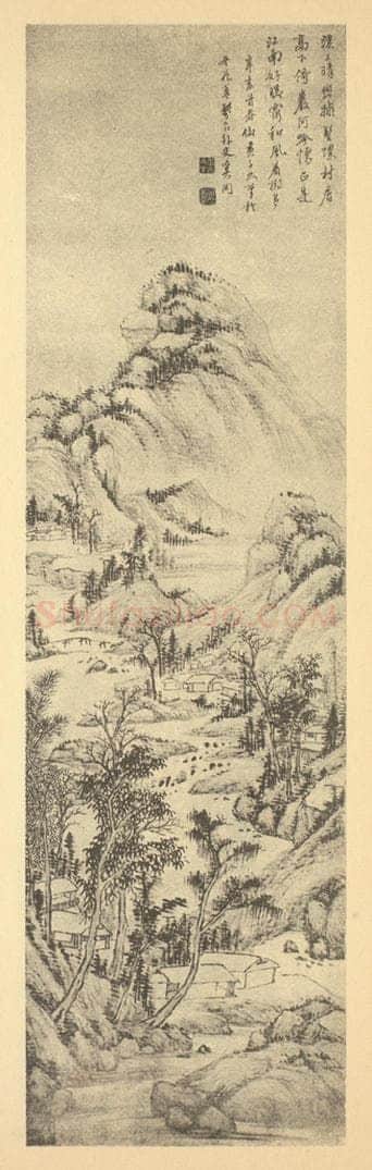 清 奚冈《山水轴(一)》国画作品