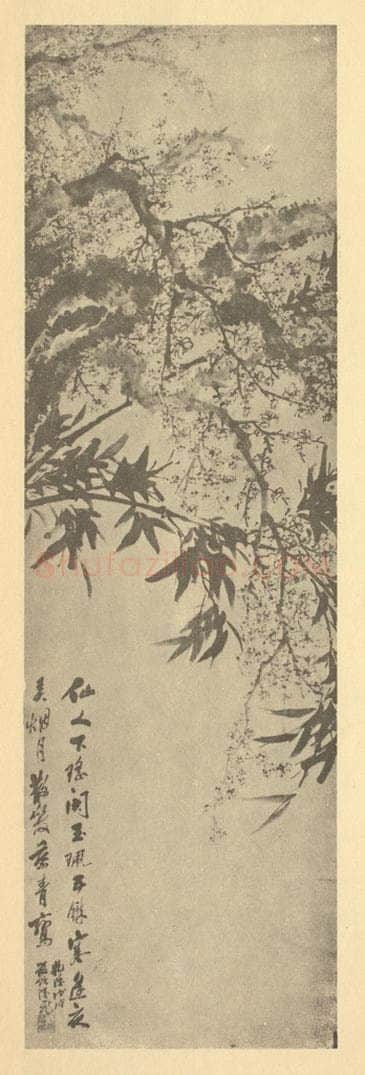 清 陆飞《梅竹》国画作品