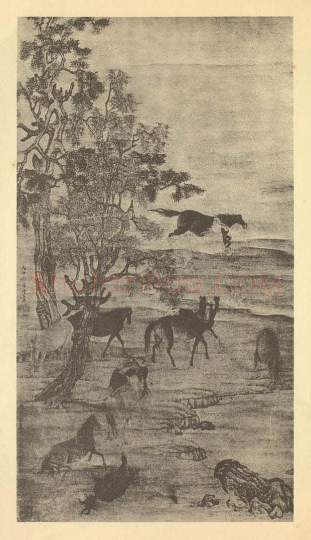 清 钱澧《画马》国画作品