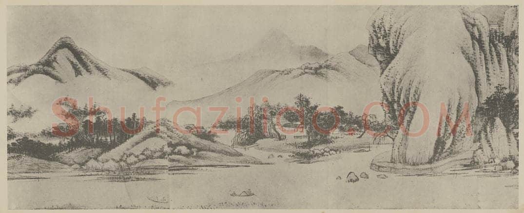清 王时敏《晴岚暖翠图卷（五）》国画作品