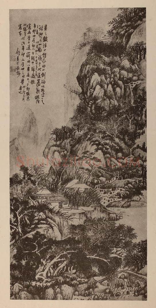 明 王铎《山水轴》国画作品