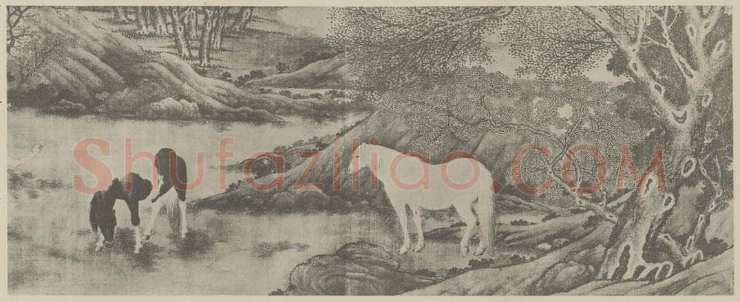 清 唐岱《春原阅骏图卷(一)》国画作品