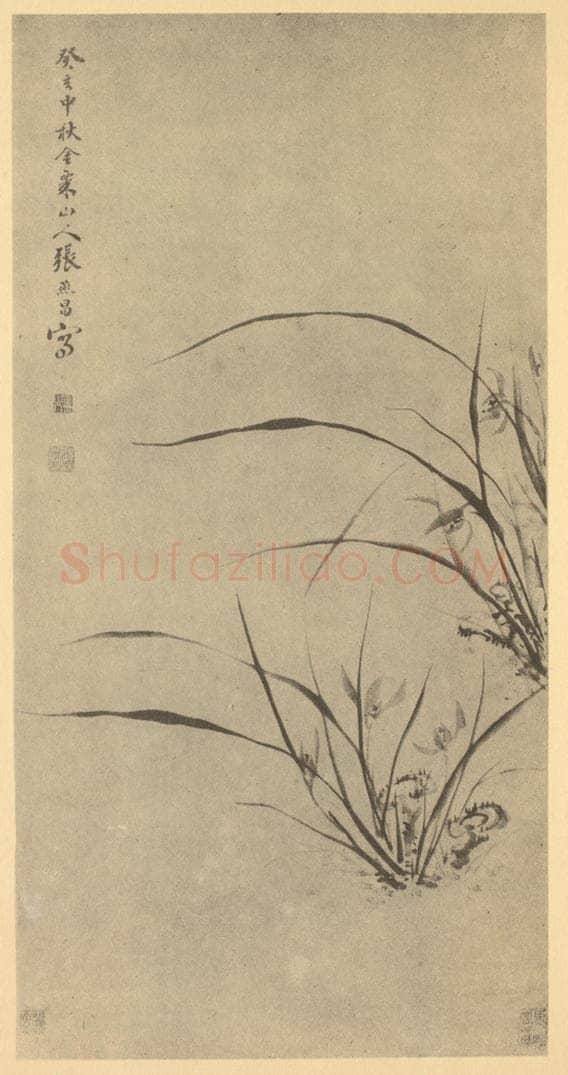 清 张燕昌《兰芝》国画作品