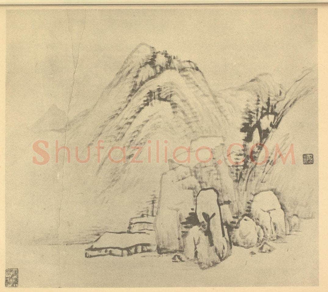 清 顾澐《山水图（一）》国画作品