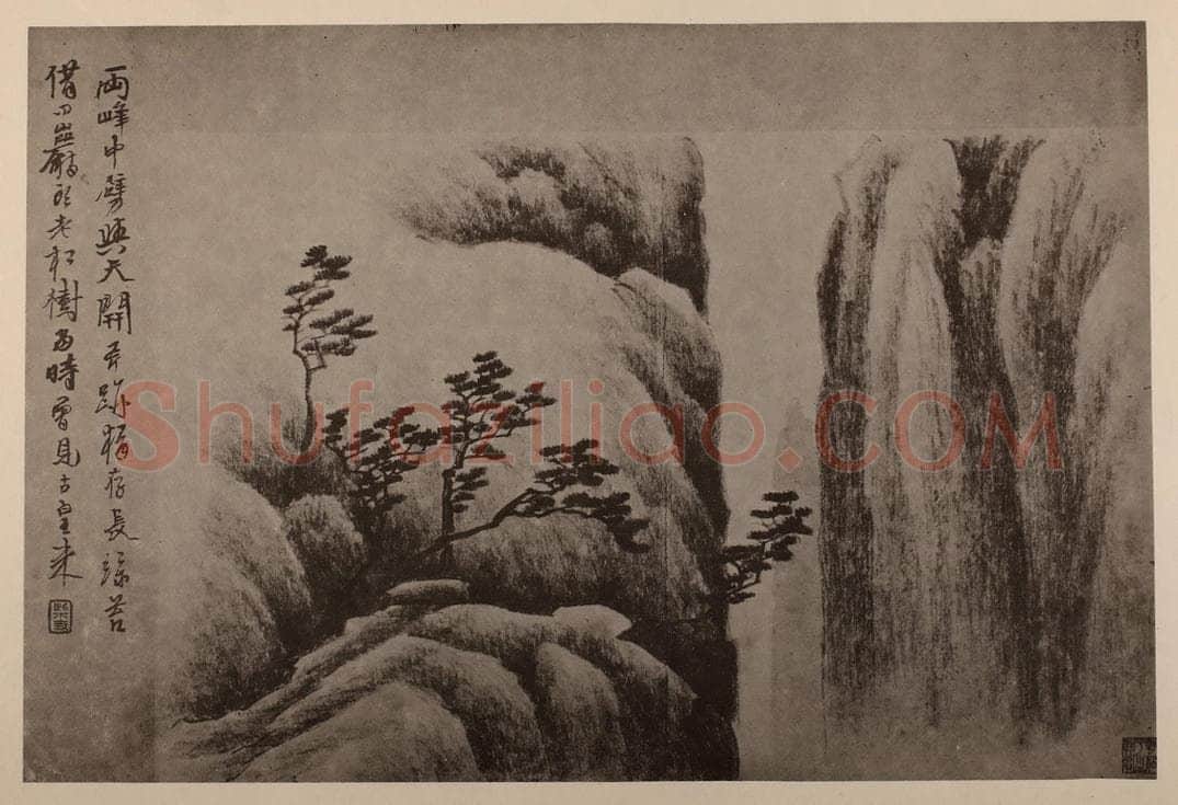 清 龚贤《山水册(十三)》国画作品
