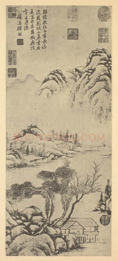 清 徐枋《山水轴》国画作品