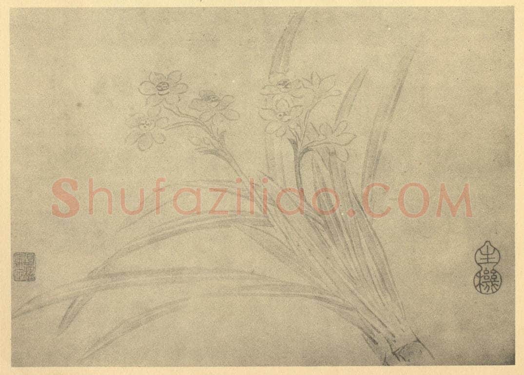 清 蒋廷锡《水仙》国画作品