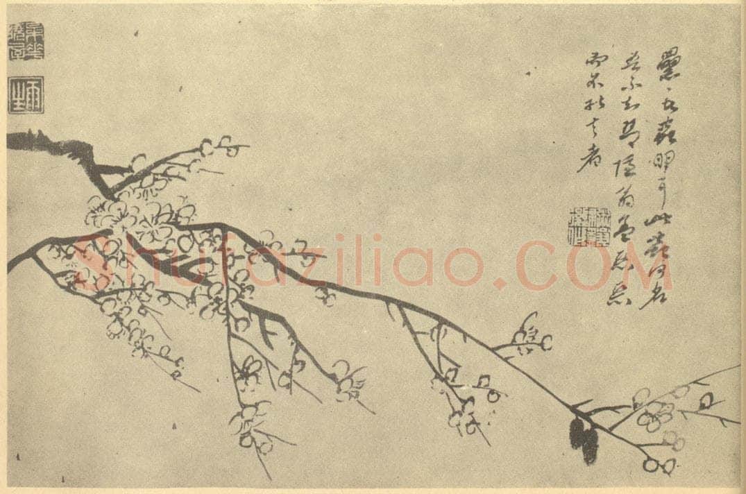 清 汤贻汾《梅花》国画作品