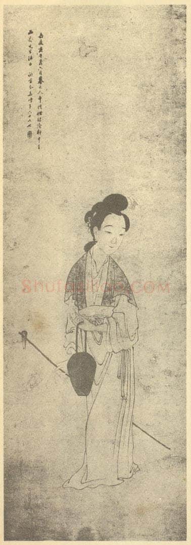 清 余集《画美人》国画作品