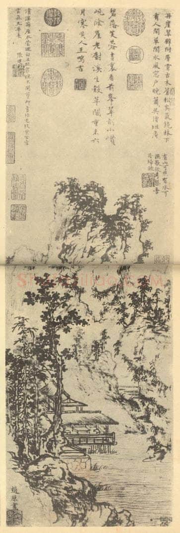 元 赵原《山水轴(二)》国画作品
