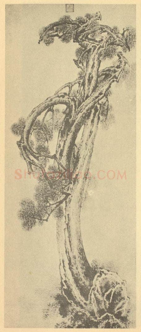 清 陆㬙《长松图》国画作品