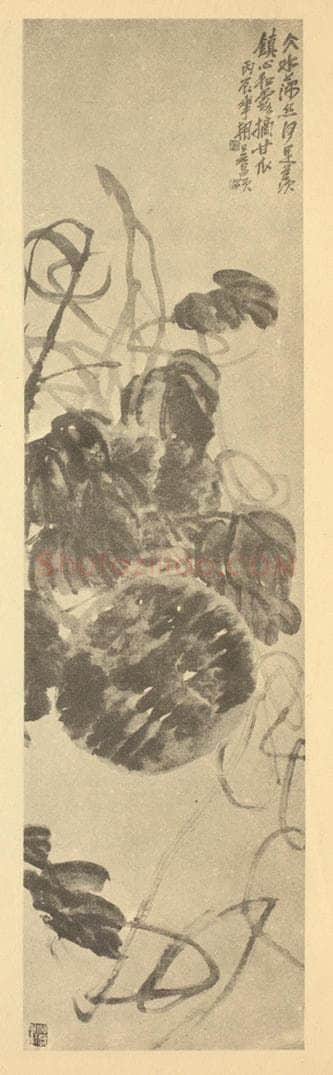 清 吴昌硕《甘瓜》国画作品