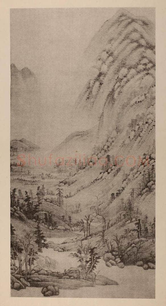 明 董其昌《摹吴镇·山水》国画作品