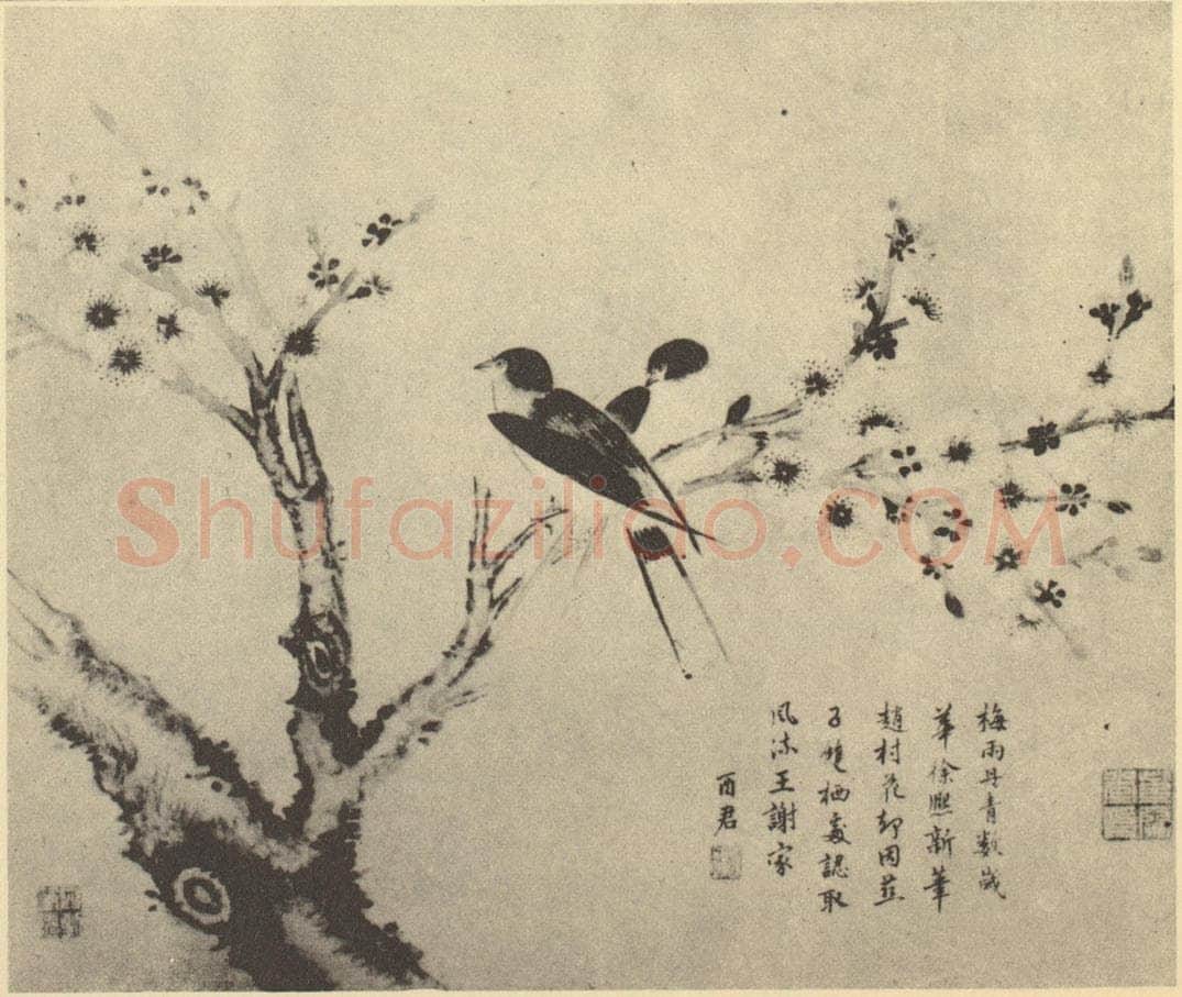 清 蒋廷锡《慈子双栖》国画作品