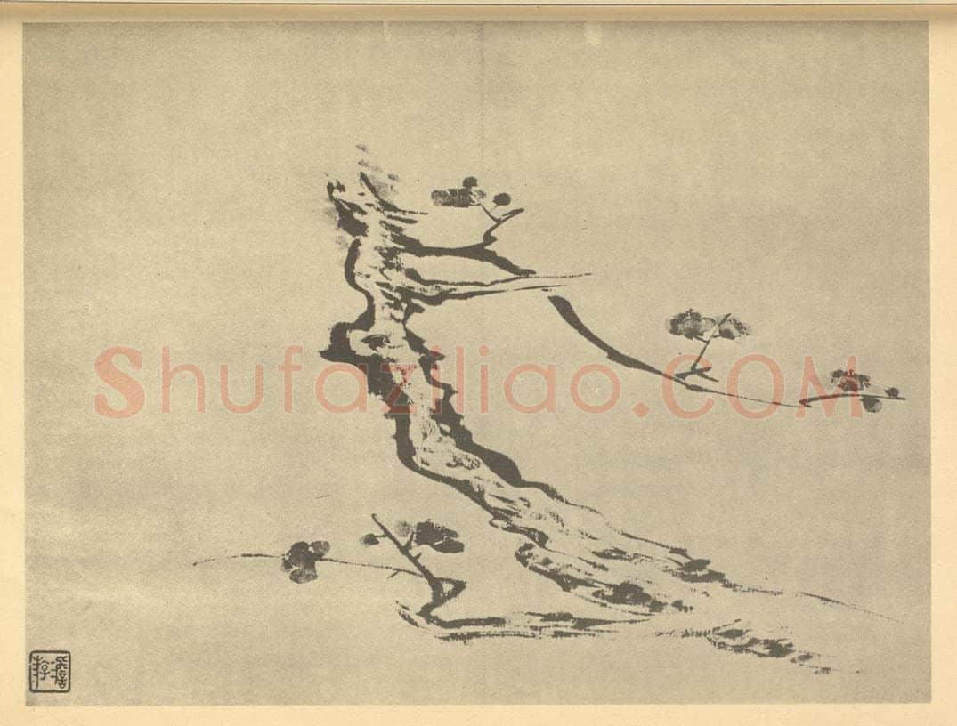 清 高简《梅花（五）》国画作品