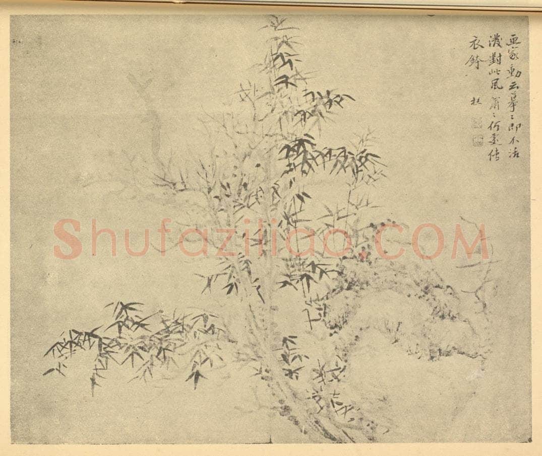 清 邹一桂《枯木竹石》国画作品