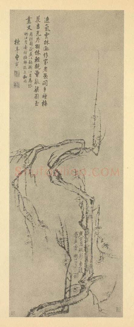 明 弘仁《梅花》国画作品