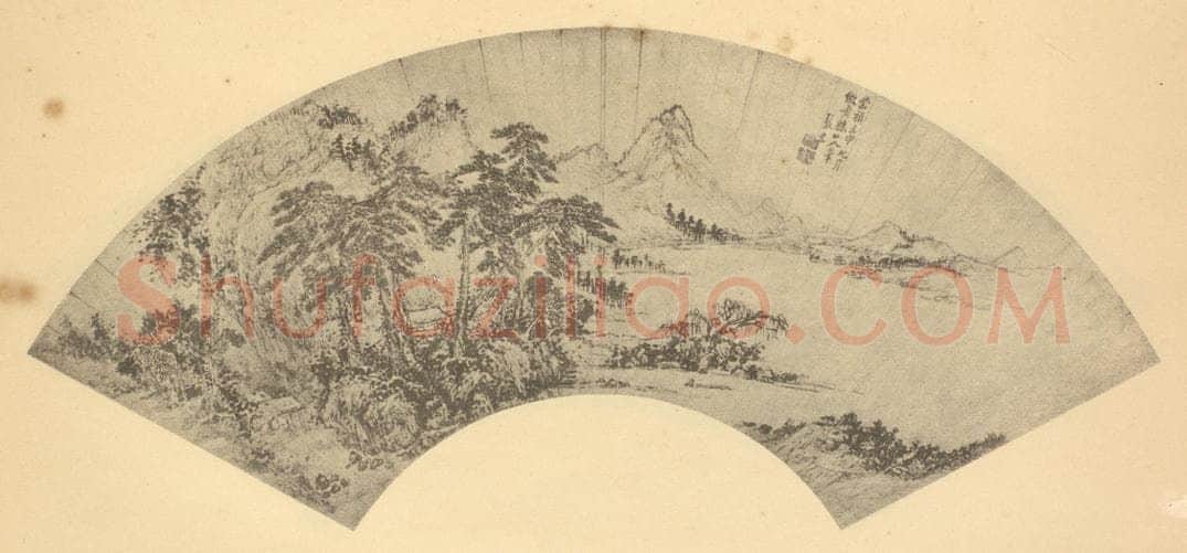 明 张宏《山水扇面图(二)》国画作品