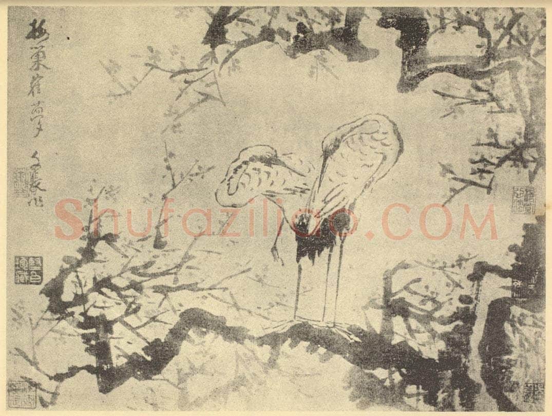 明 徐渭《梅巢鹤梦》国画作品