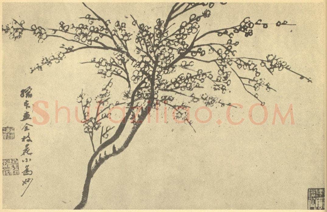 清 汤贻汾《梅花》国画作品