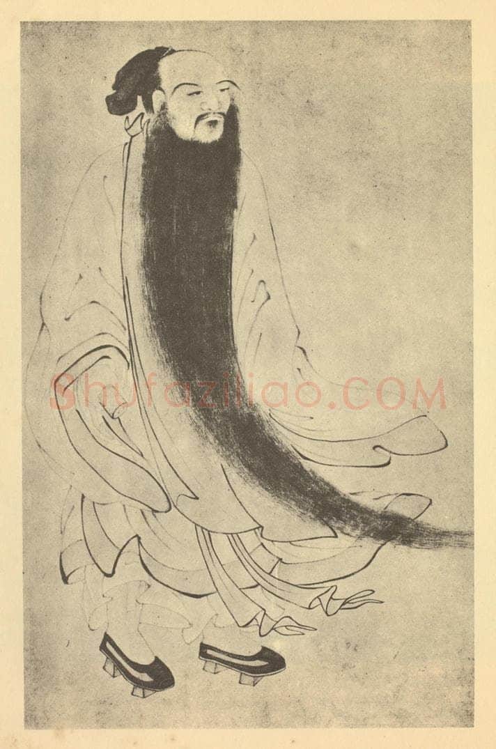 明 明人《画谢灵运像》国画作品