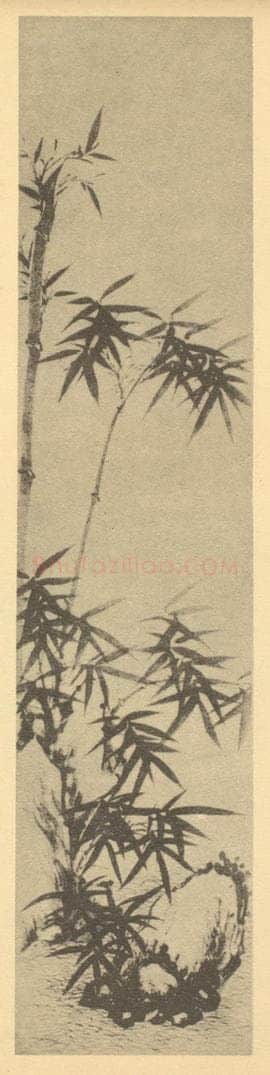 清 李育《竹石》国画作品
