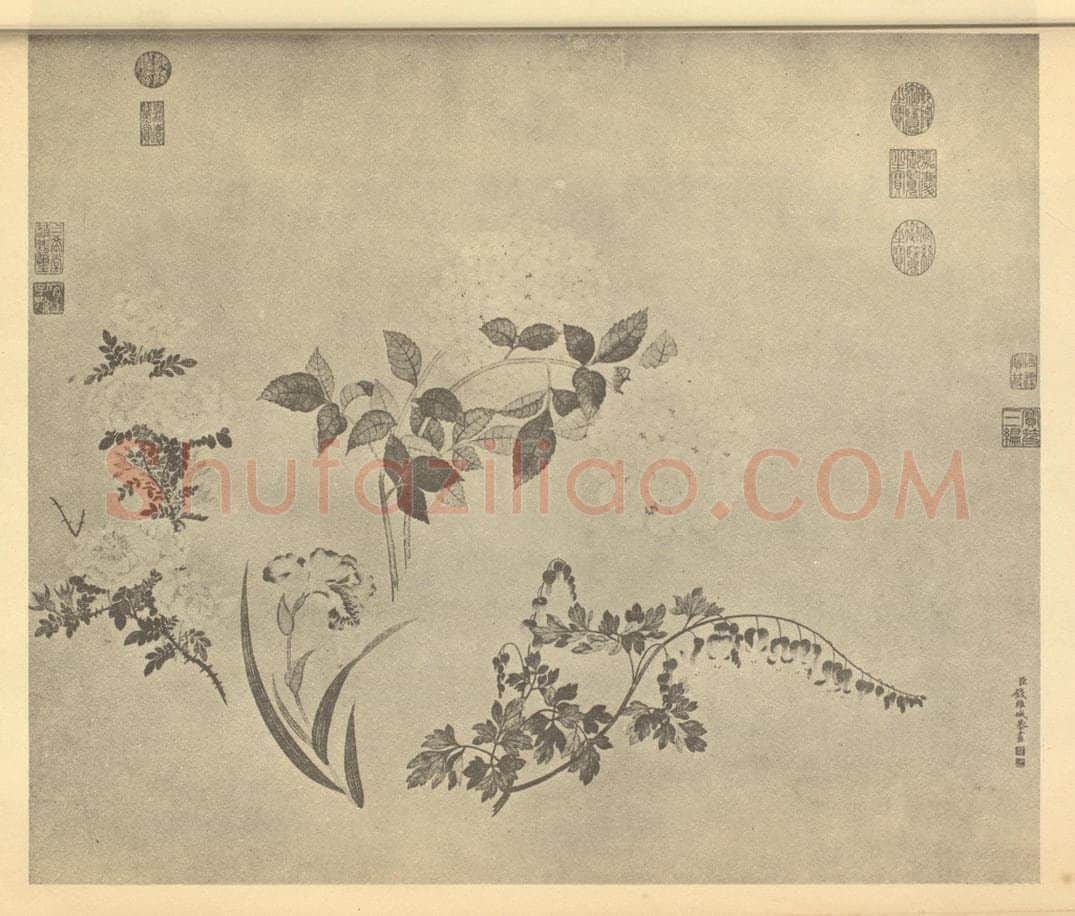 清 钱维城《夏花四种》国画作品