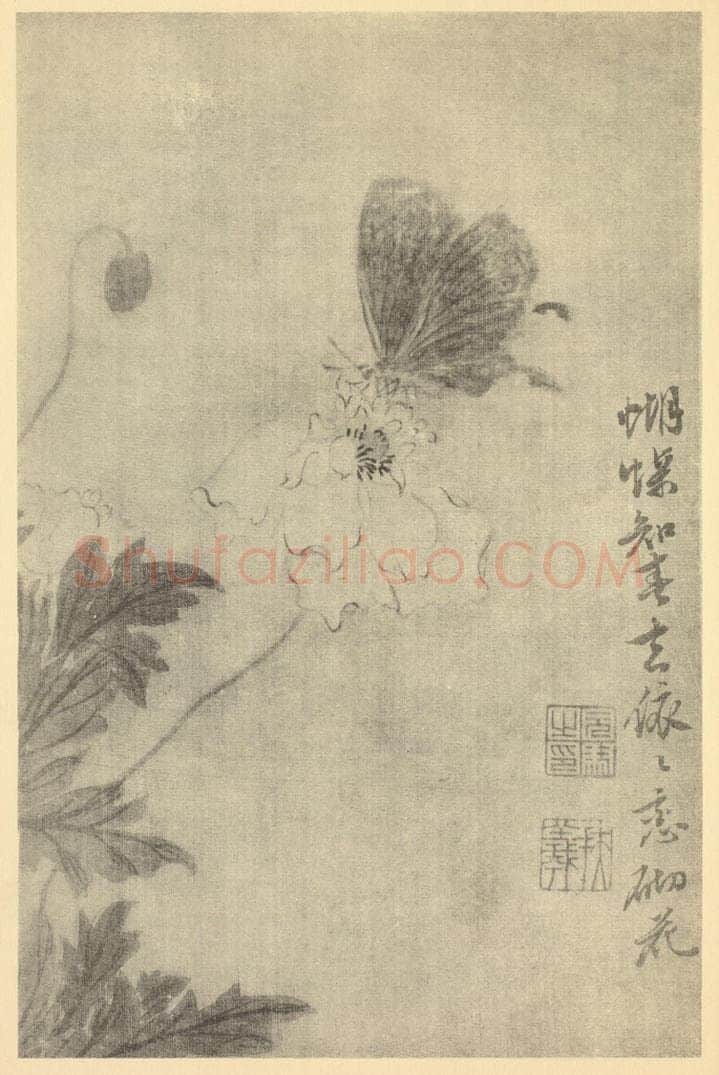 清 马元驭《蝴蝶知春图》国画作品