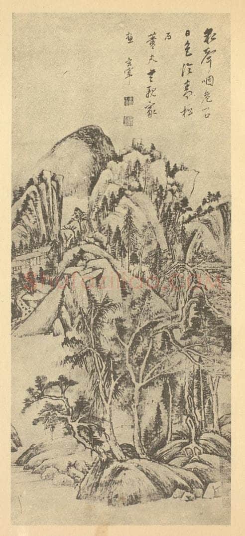 明 董其昌《山水轴（十六）》国画作品