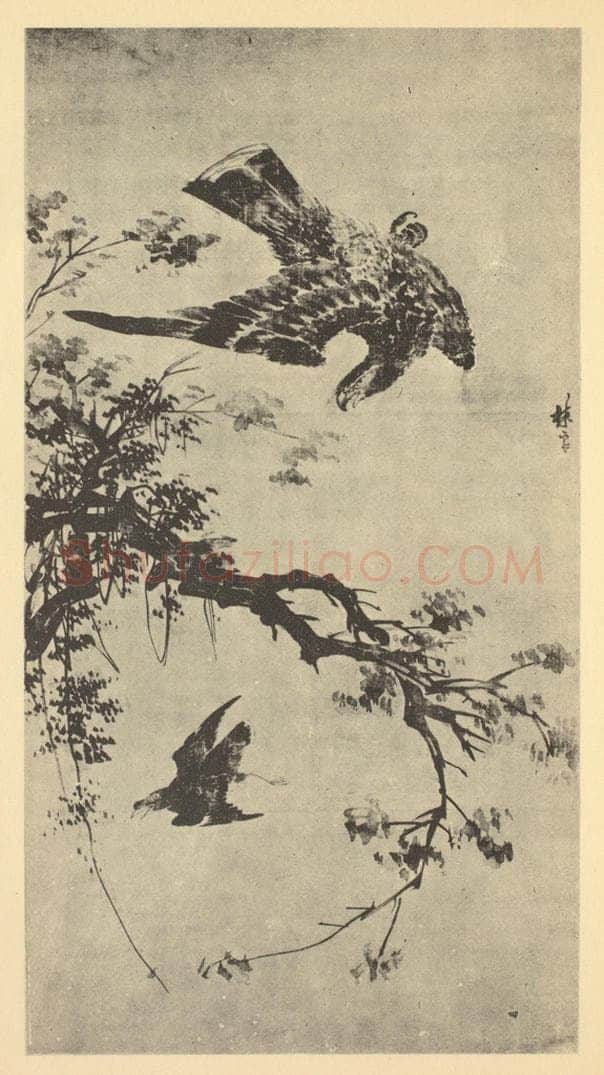 明 林良《画鹰》国画作品