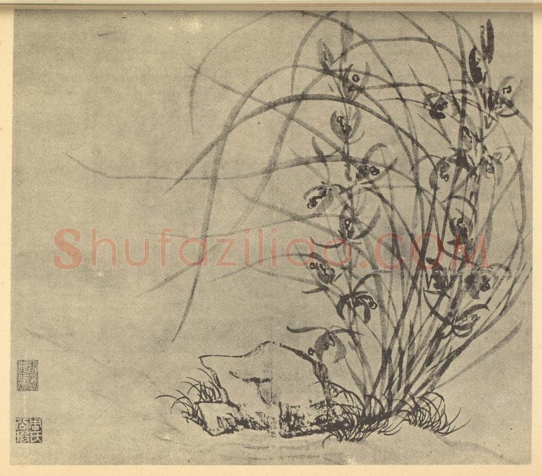 明 周天球《兰石》国画作品