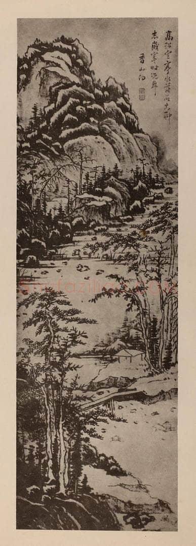 清 恽向《高松空亭图轴》国画作品