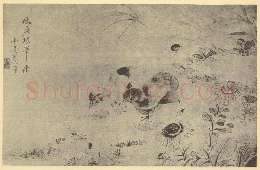 清 翁雒《秋鹁图》国画作品