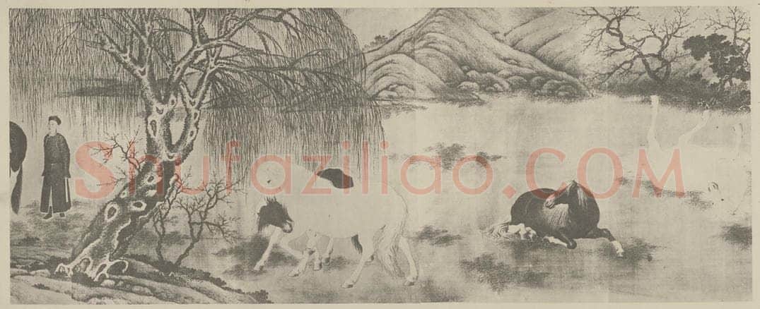清 唐岱《春原阅骏图卷(二)》国画作品