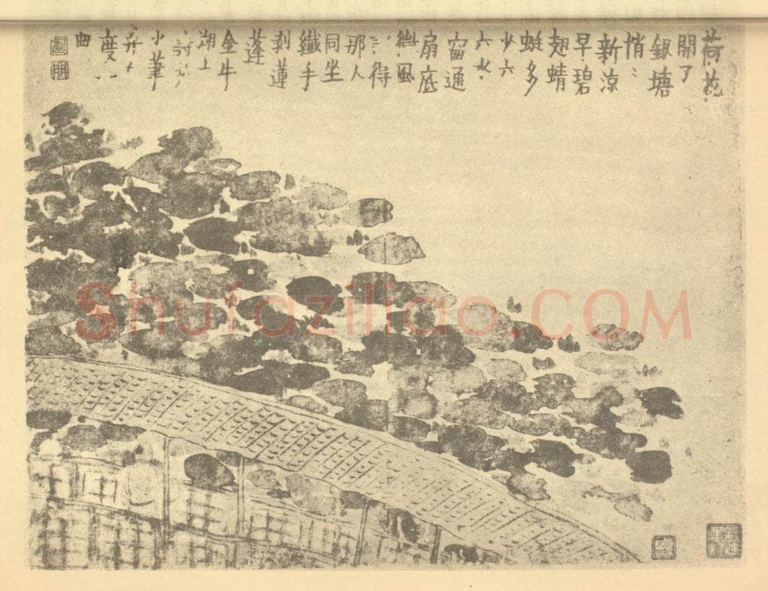 清 金农《观莲图》国画作品