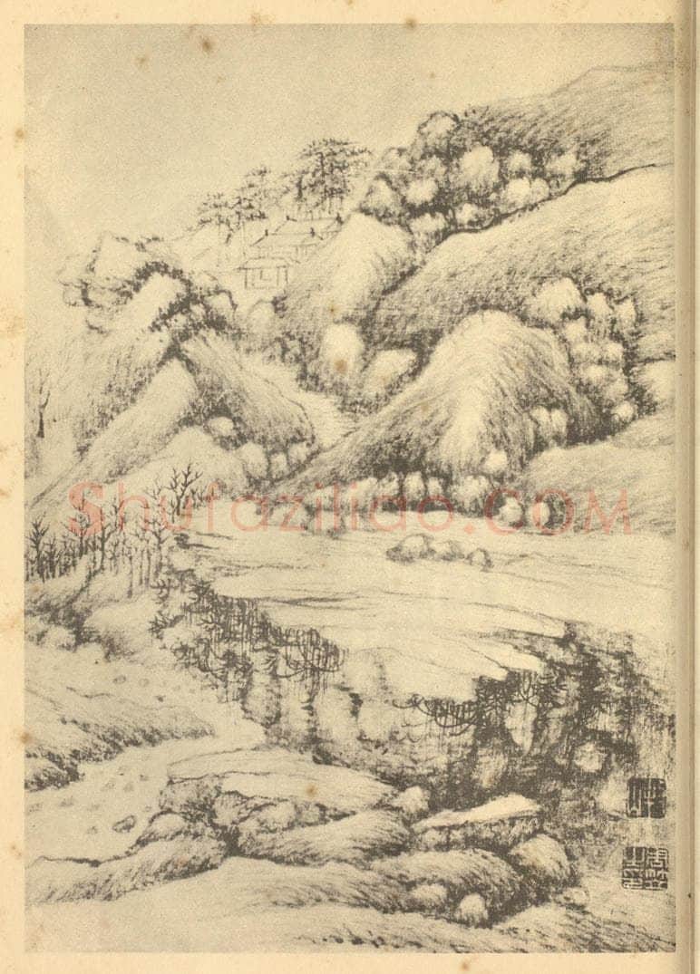 清 周笠《山水图(八)》国画作品