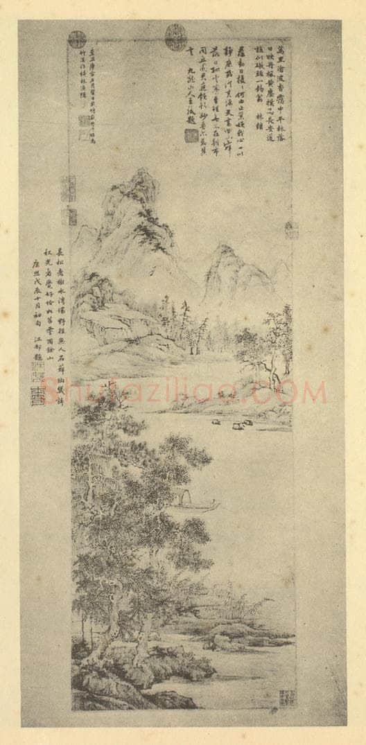 元 盛懋《山水轴（一）》国画作品