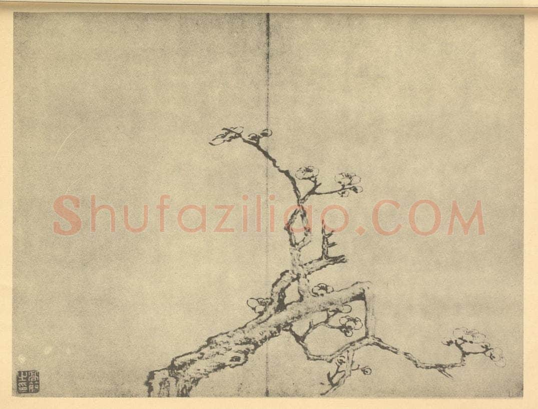 清 高简《梅花（六）》国画作品