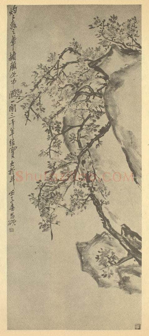清 吴昌硕《桃花图》国画作品