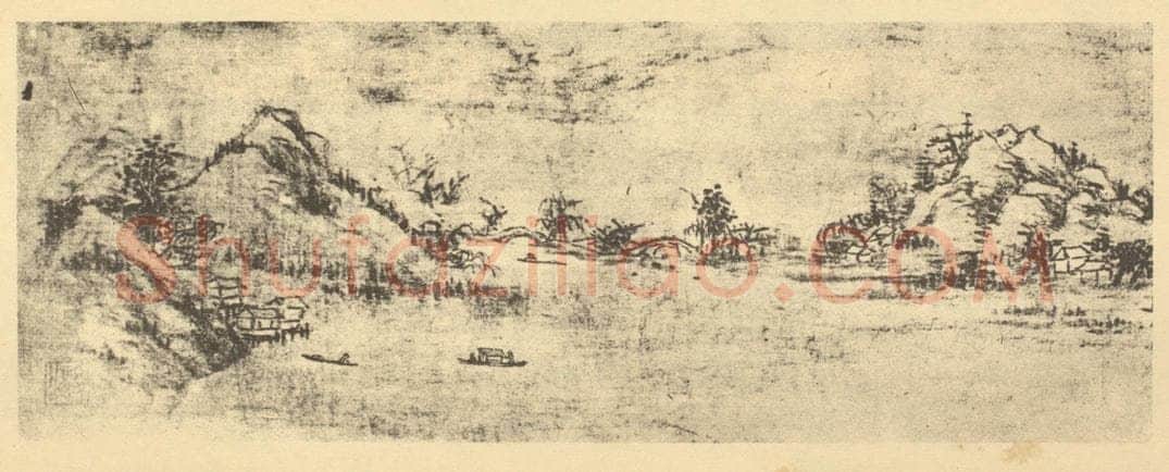 清 吴伟业《西湖图卷（二）》国画作品