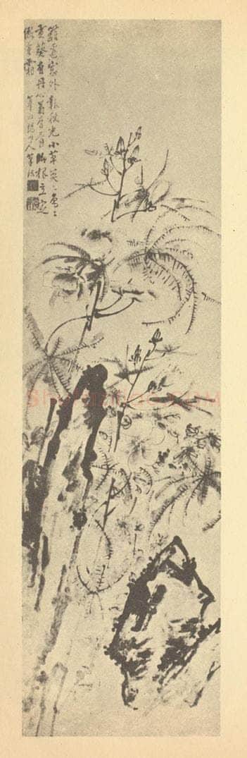 清 李方膺《蜀葵图》国画作品