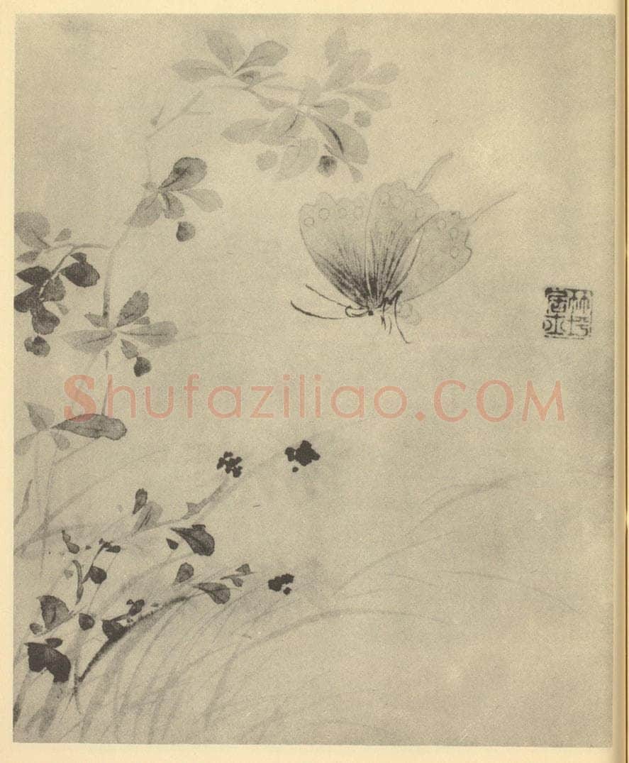 清 汪恭《蝴蝶图》国画作品