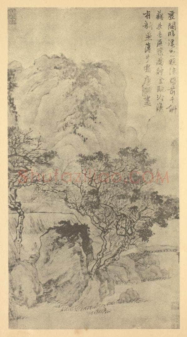 明 唐寅《山水轴(九)》国画作品