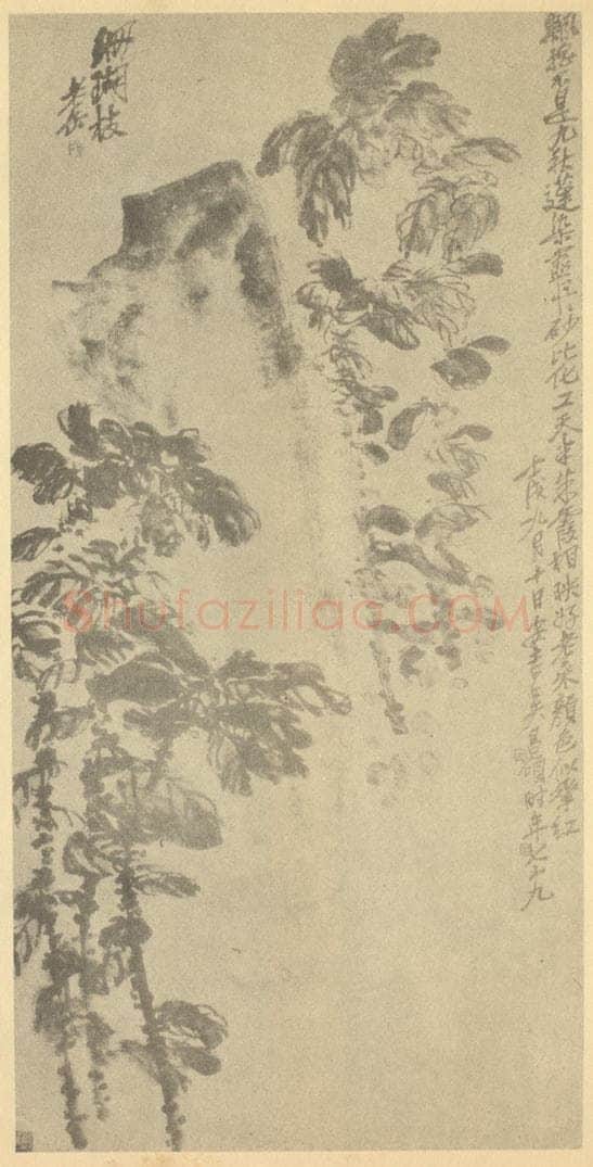 清 吴昌硕《雁来红图》国画作品
