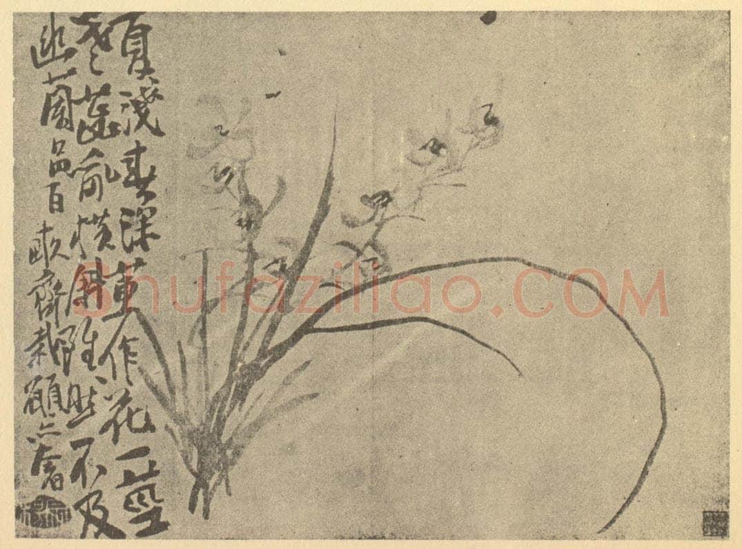 清 李鳝《兰》国画作品